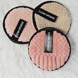 MAANGE Reusable Makeup Remover Cleansing Sponges Set Washable Pads Neutral Pink